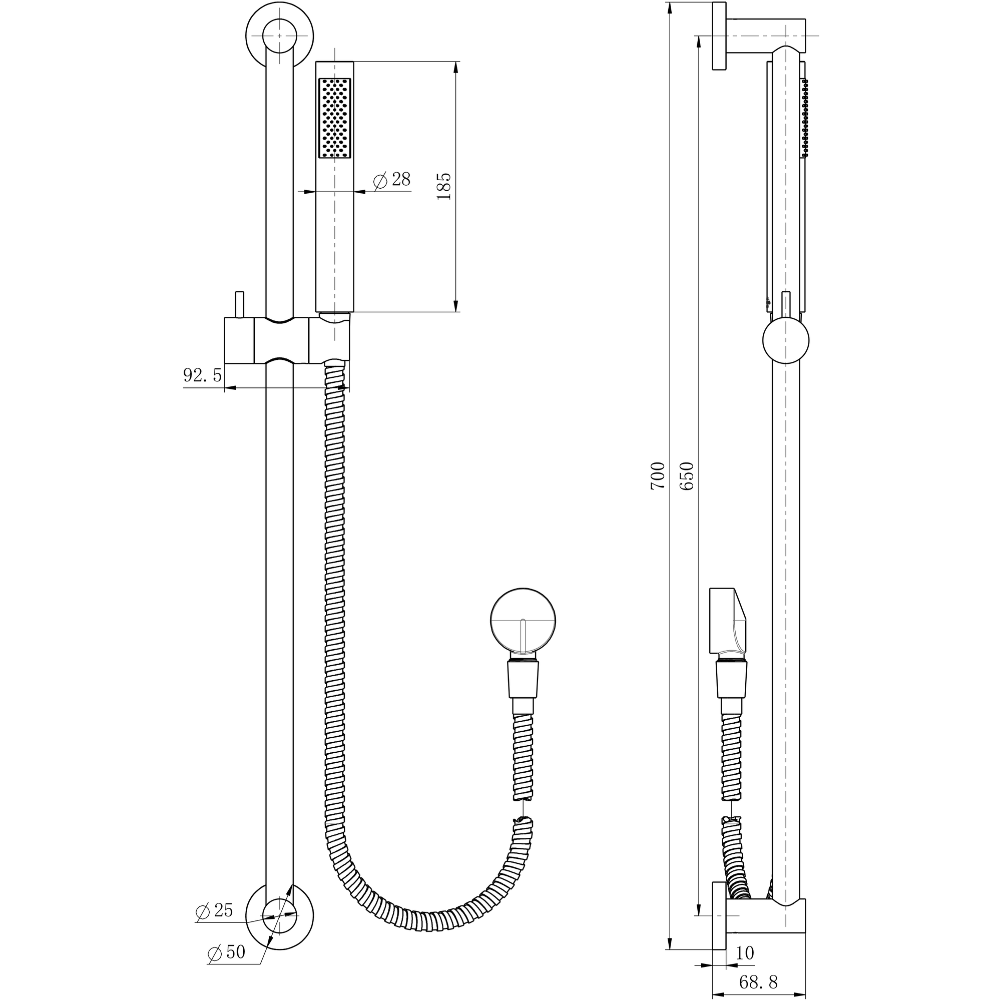 Star Mini Shower on Rail