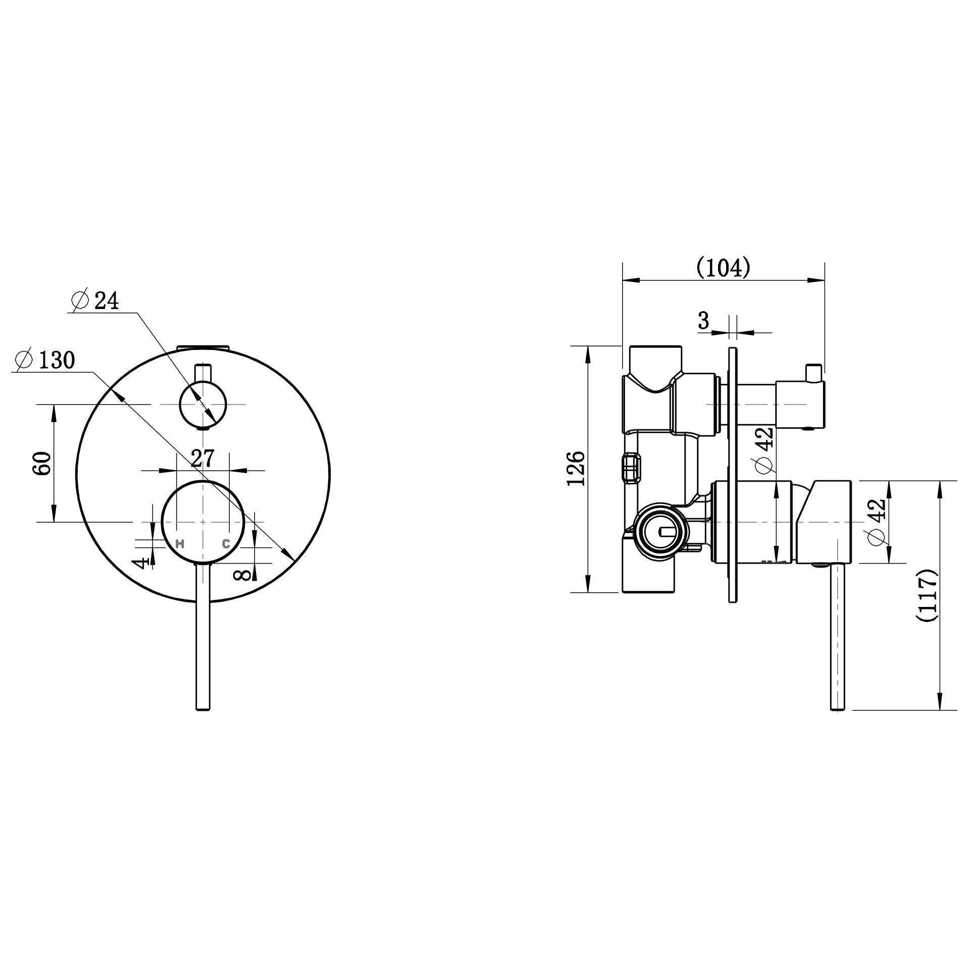 Star Mini Shower or Bath Diverter Mixer