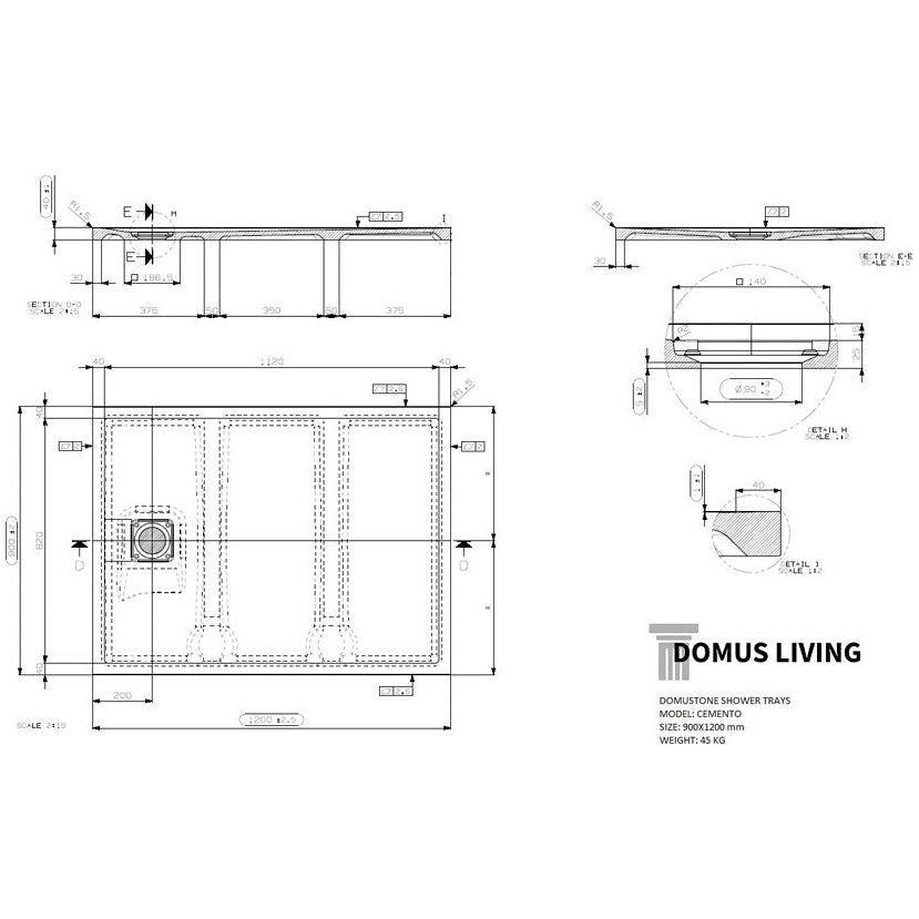 Domus Living Cemento Shower Floor 900x1200mm