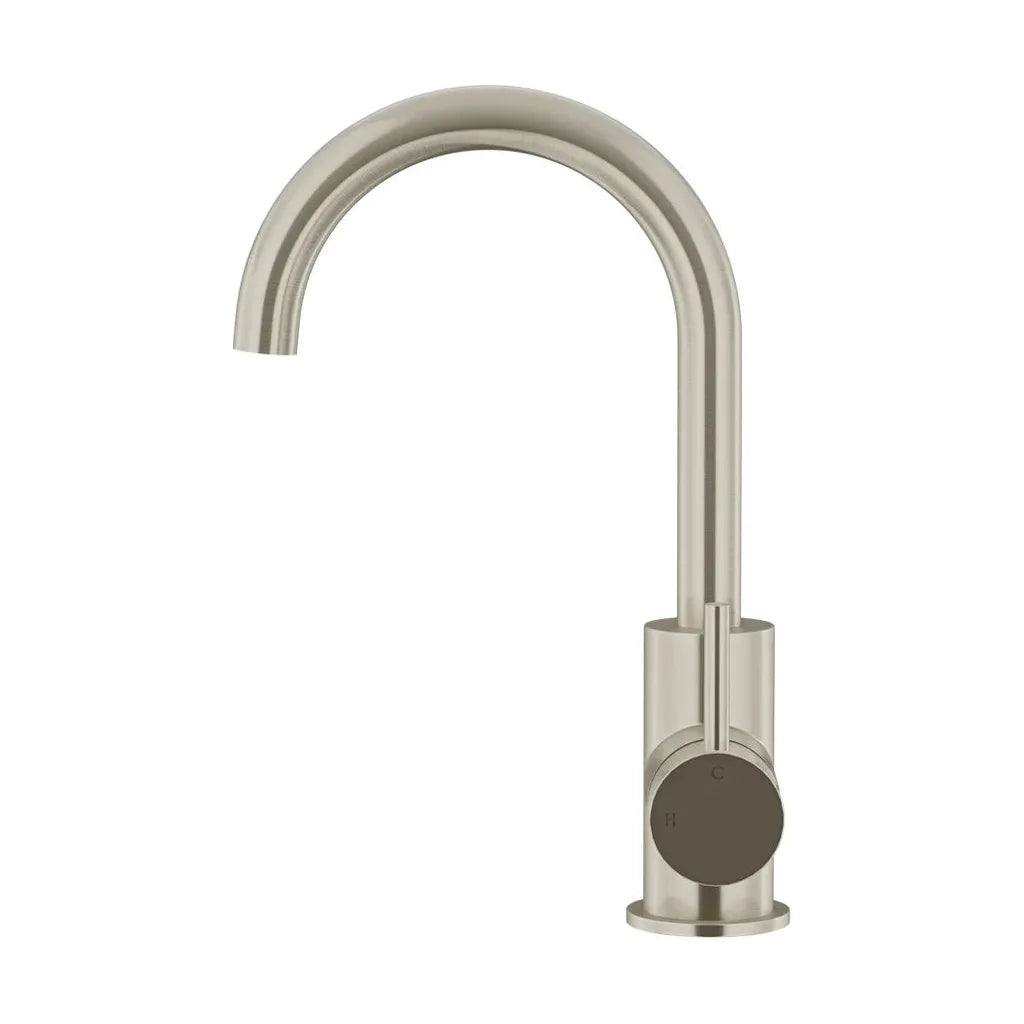 Round Gooseneck Basin Mixer with Cold Start