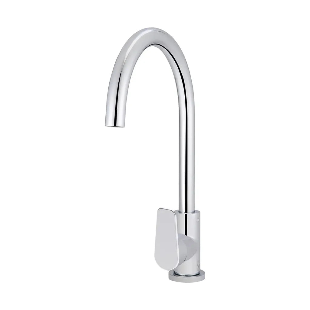 Round Gooseneck Kitchen Mixer Tap with Paddle Handle