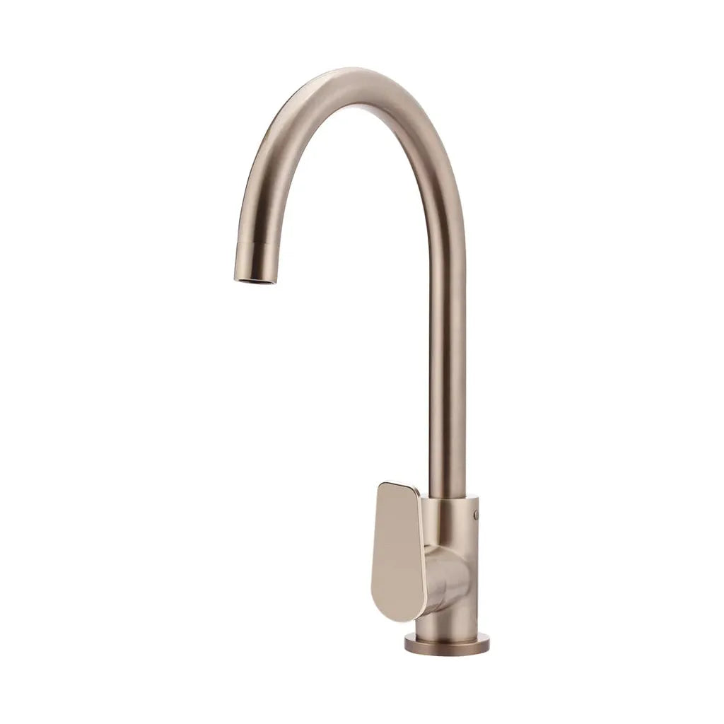 Round Gooseneck Kitchen Mixer Tap with Paddle Handle