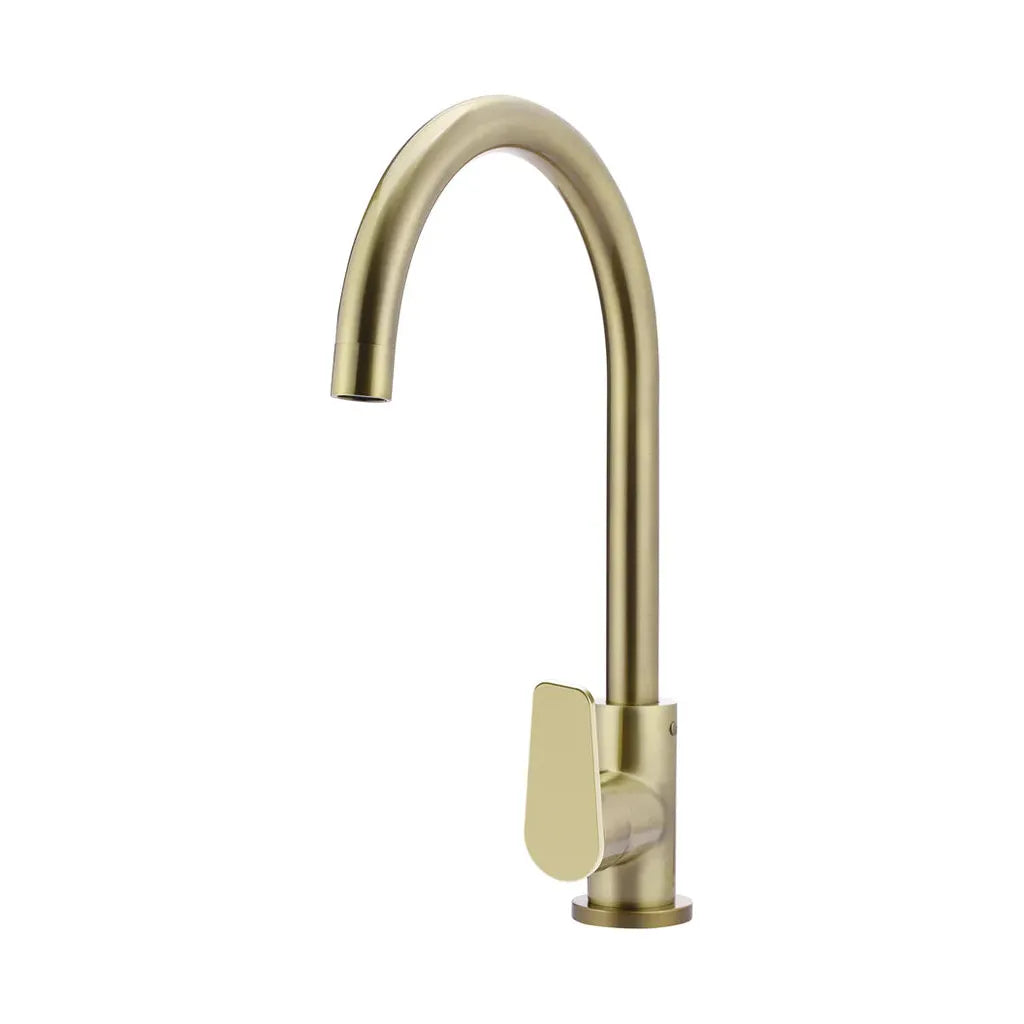 Round Gooseneck Kitchen Mixer Tap with Paddle Handle