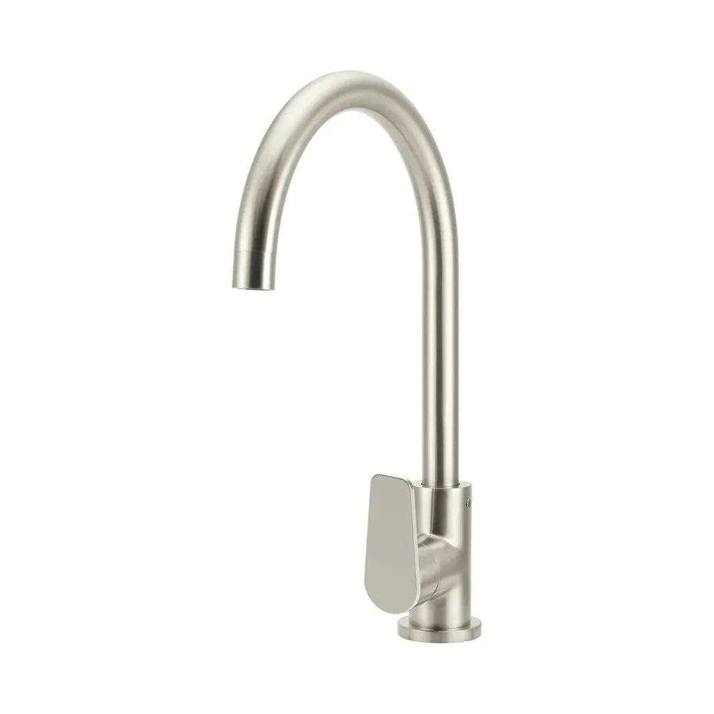 Round Gooseneck Kitchen Mixer Tap with Paddle Handle