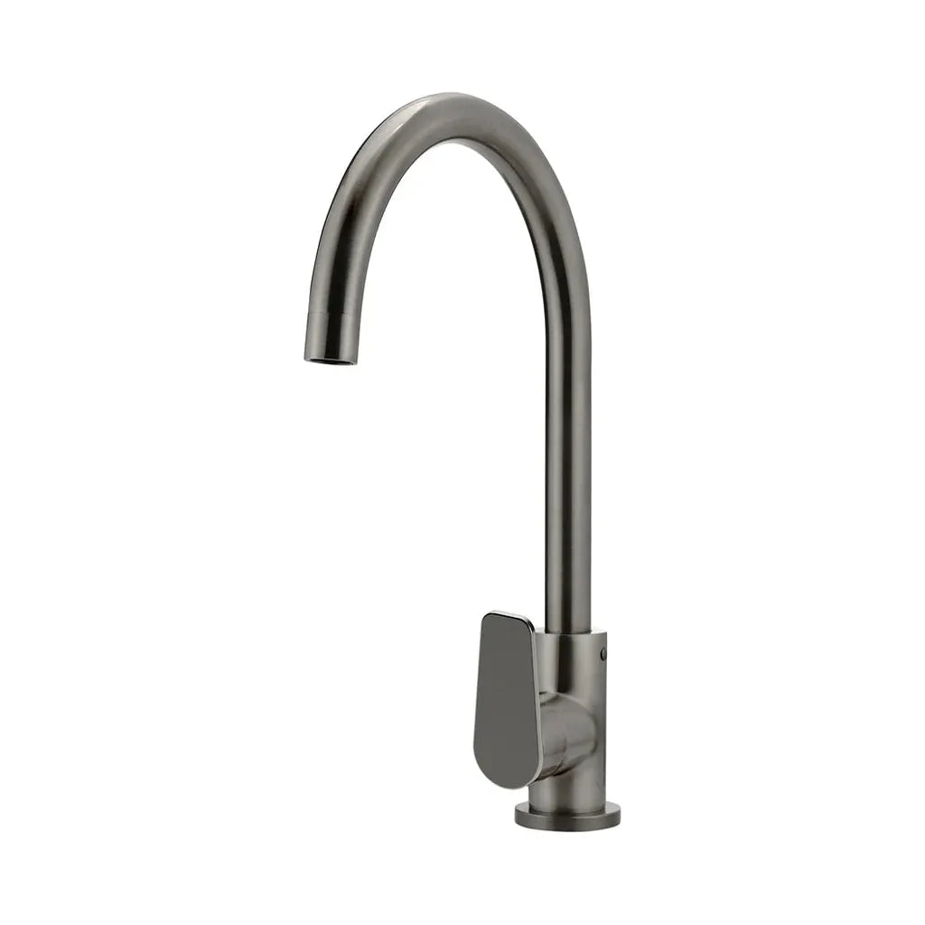 Round Gooseneck Kitchen Mixer Tap with Paddle Handle