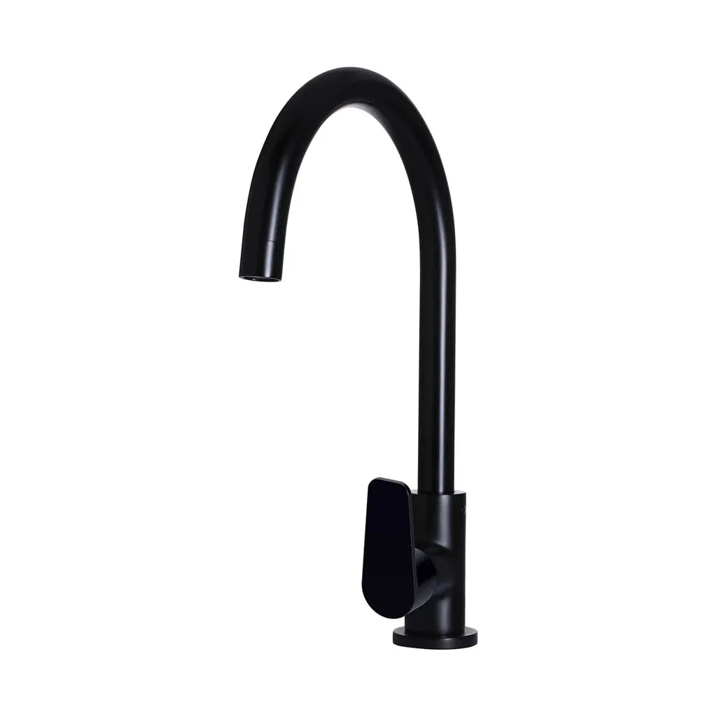 Round Gooseneck Kitchen Mixer Tap with Paddle Handle
