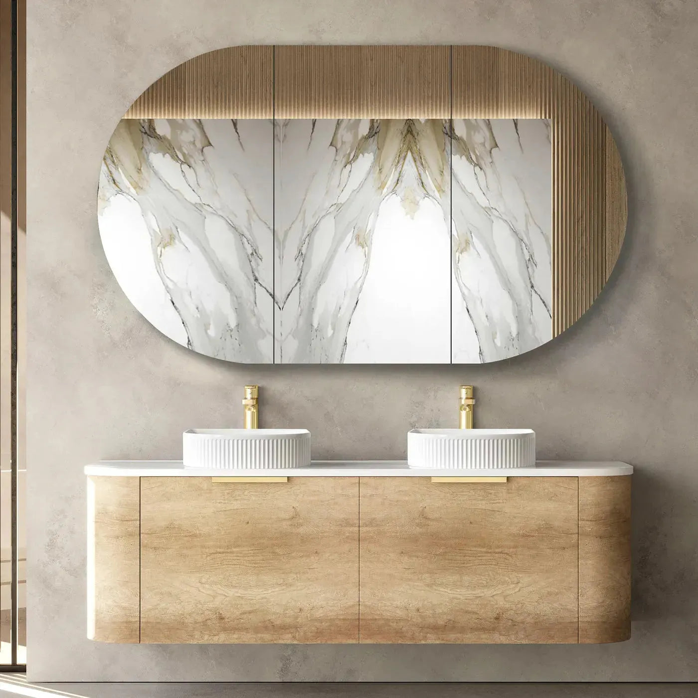 Bondi Oak curve vanity