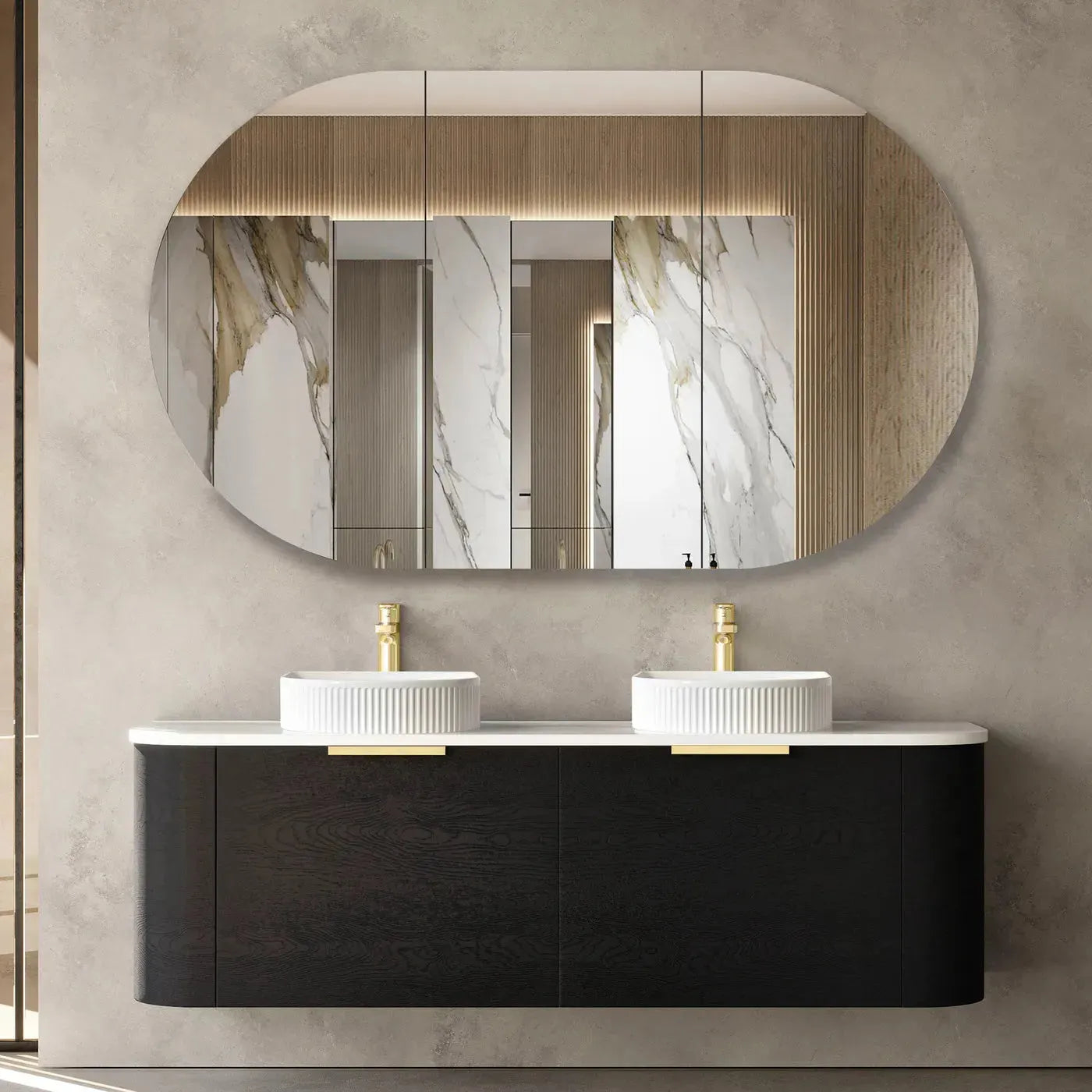 Bondi Oak curve vanity