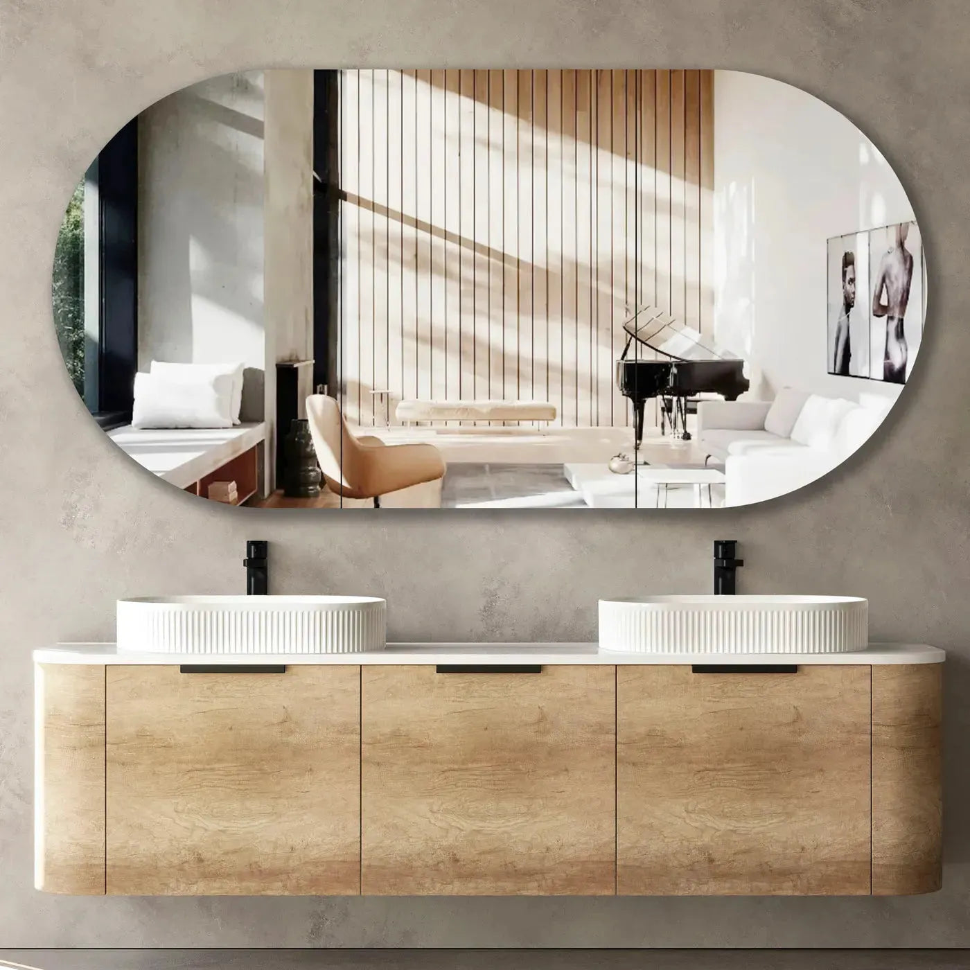 Bondi Oak curve vanity