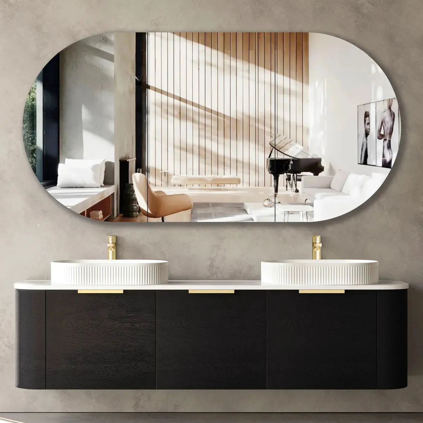 Bondi Oak curve vanity