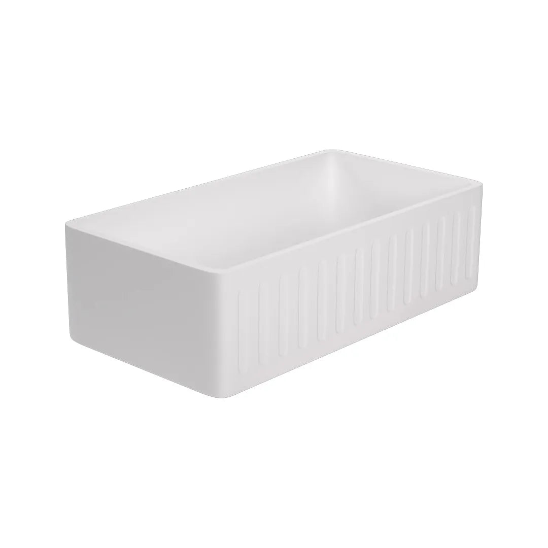 Henley single fluted farmhouse sink in White