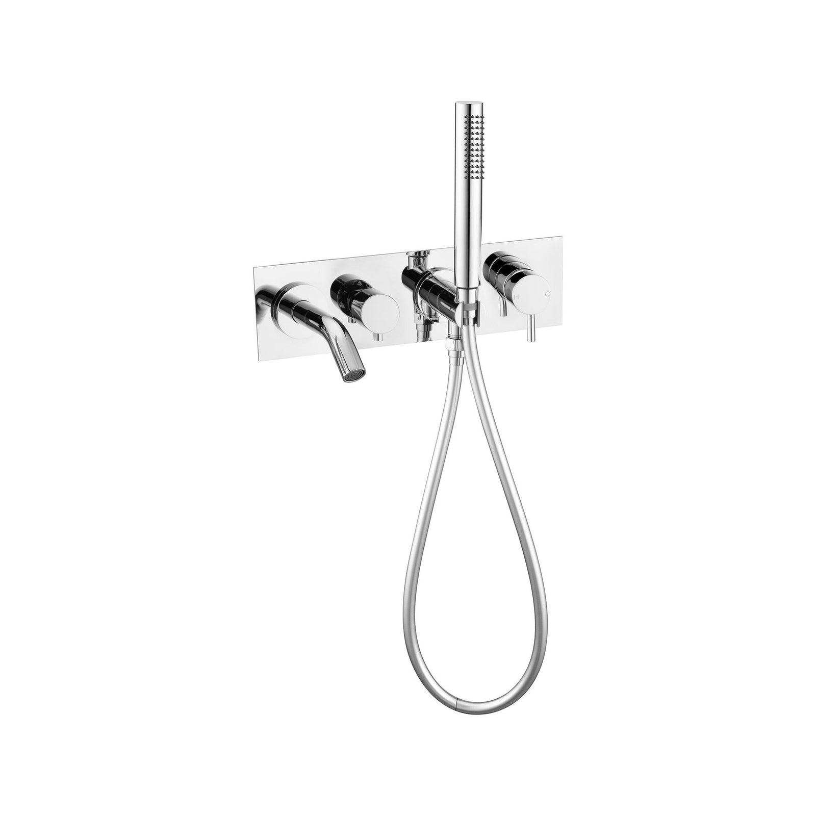 Wall mounted bath mixer with handshower