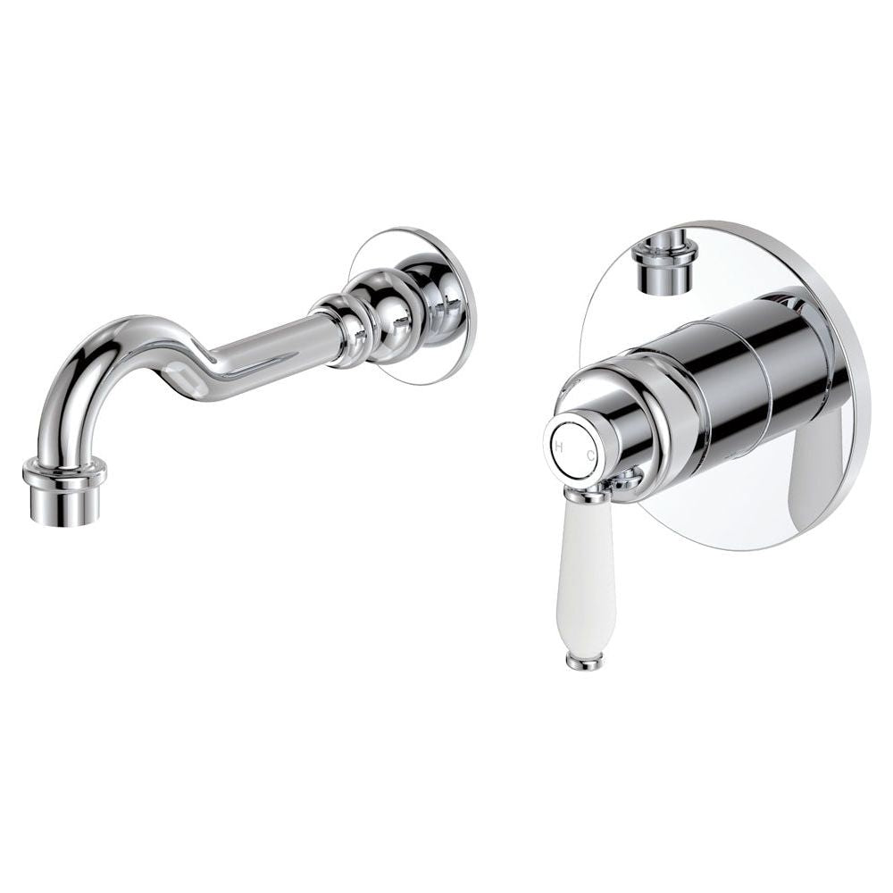 Eleanor wall basin / bath mixer set, Chrome / Ceramic