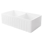 Henley double fluted farmhouse sink in White