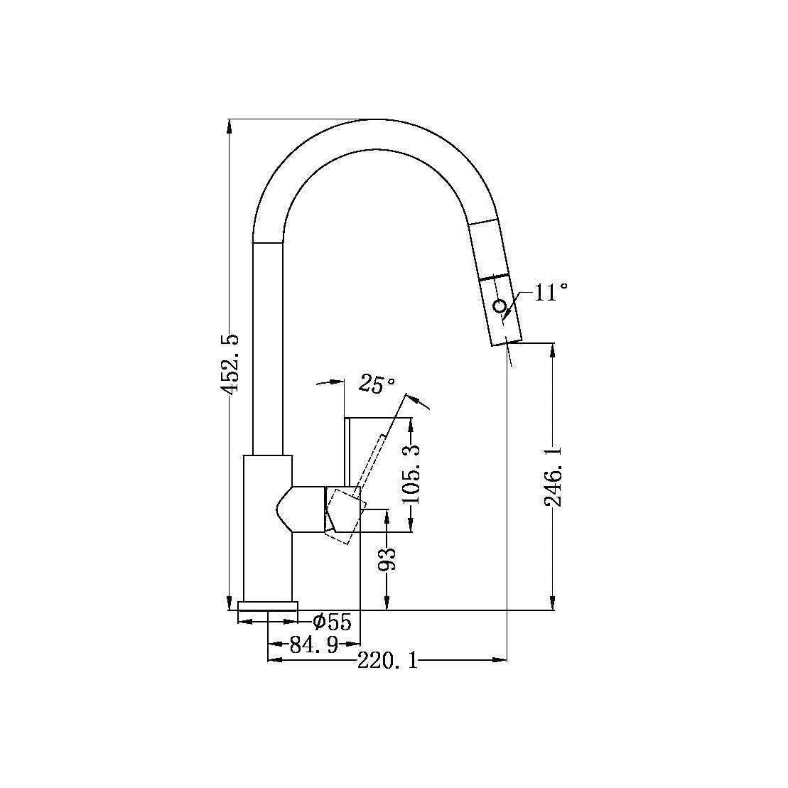 Mecca pull out kitchen mixer with vegie spray function