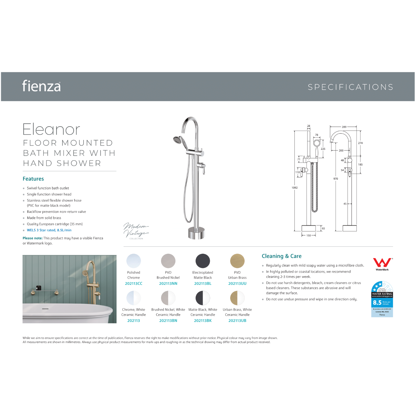 Eleanor floor mixer and shower