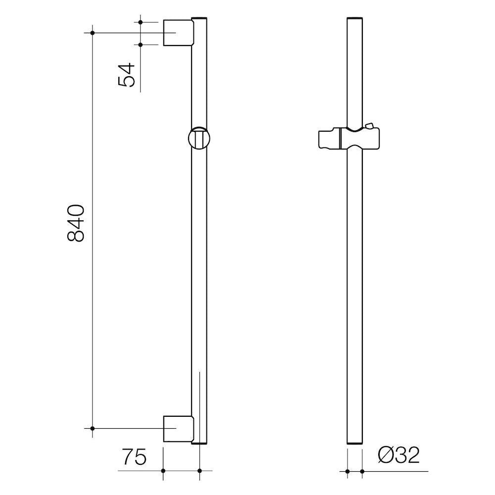 Opal Support Shower Rail Straight 900mm