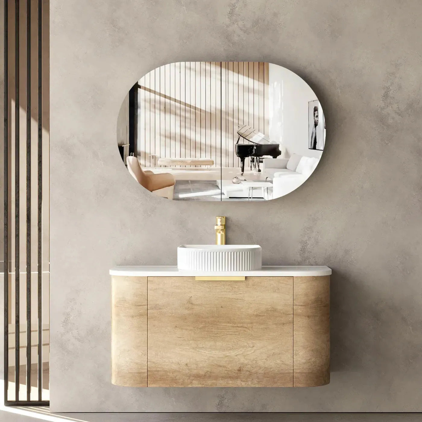 Bondi Oak curve vanity