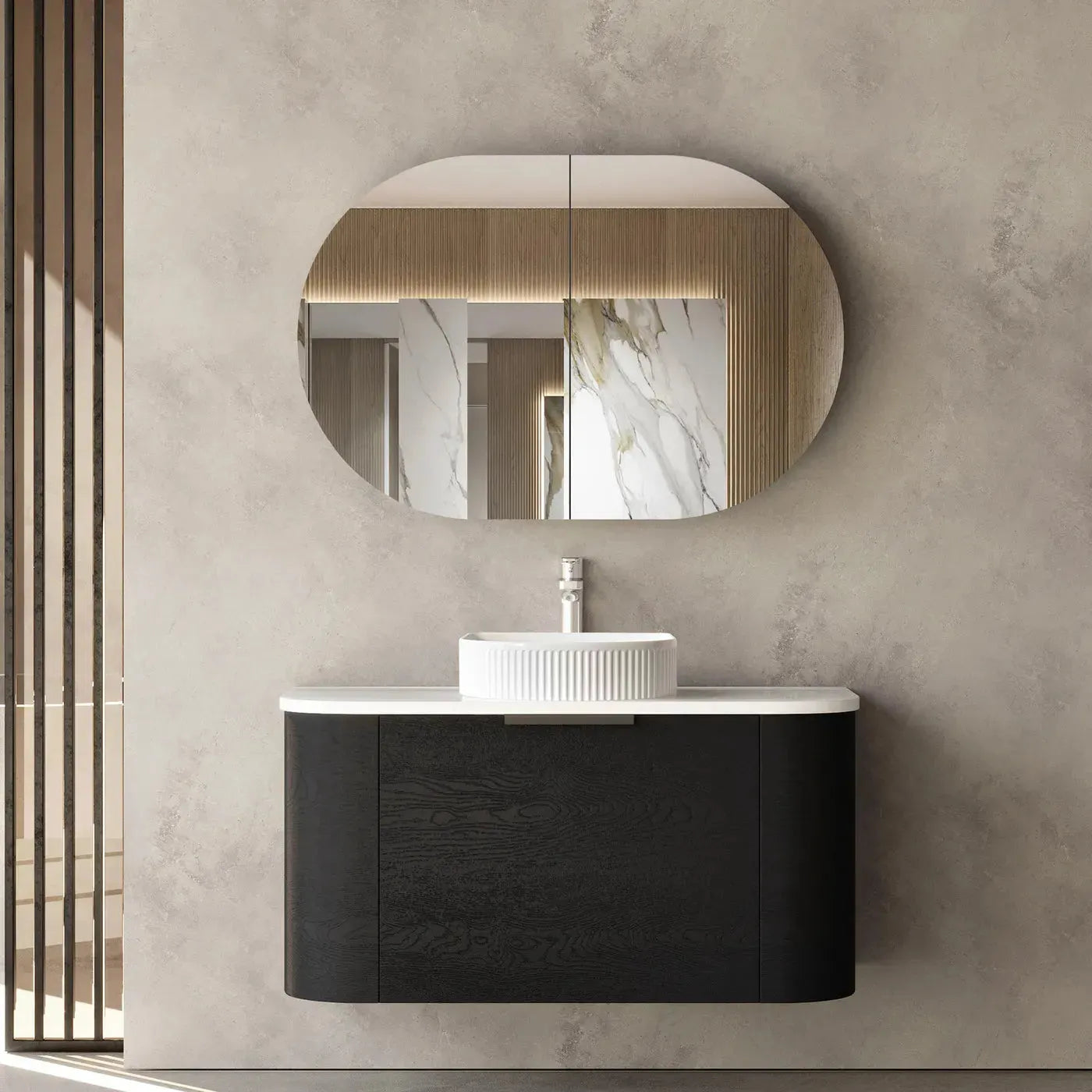 Bondi Oak curve vanity