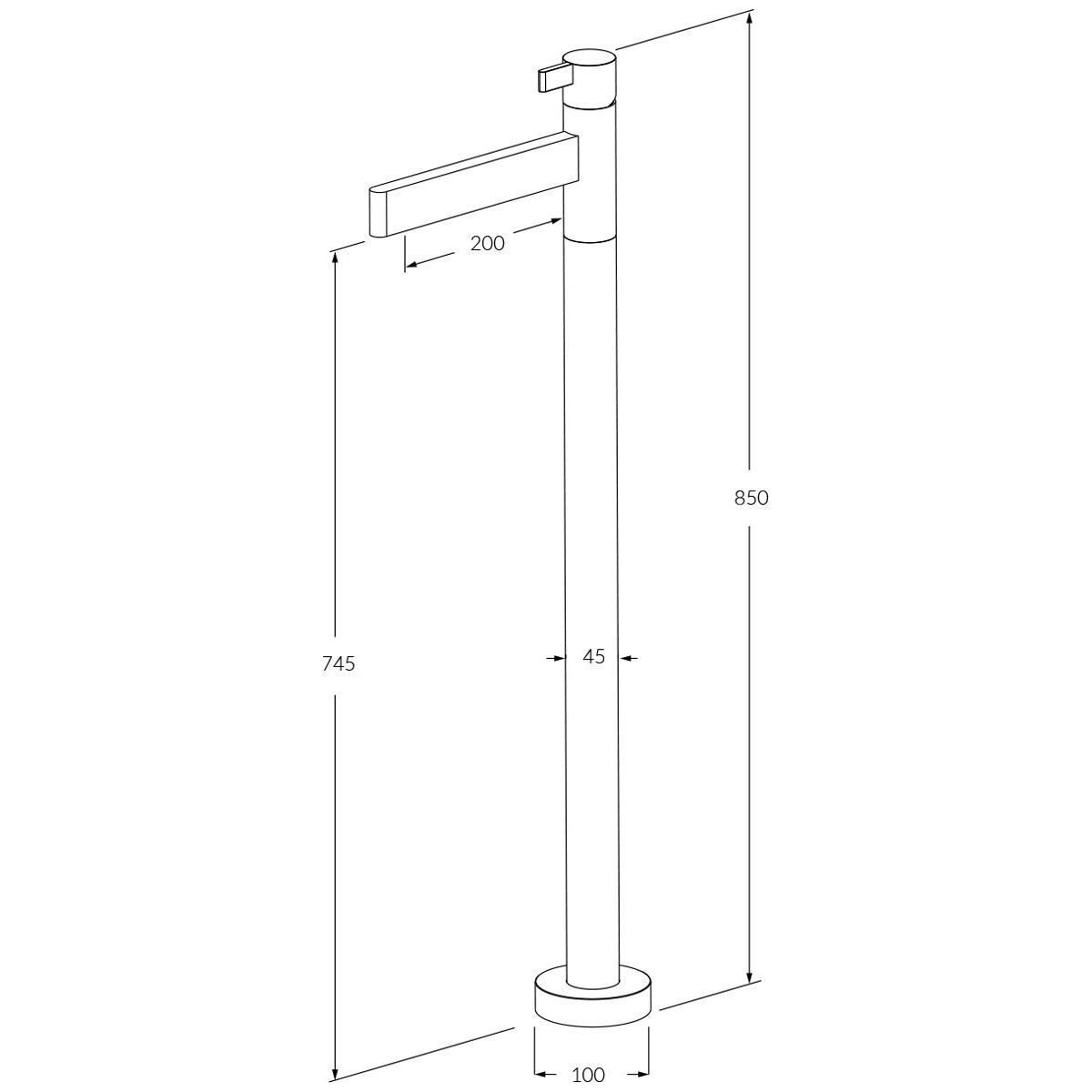 Calibre Floormount Basin Mixer Straight