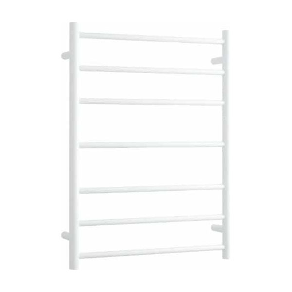 Satin White Straight Round Ladder Heated Towel Rail