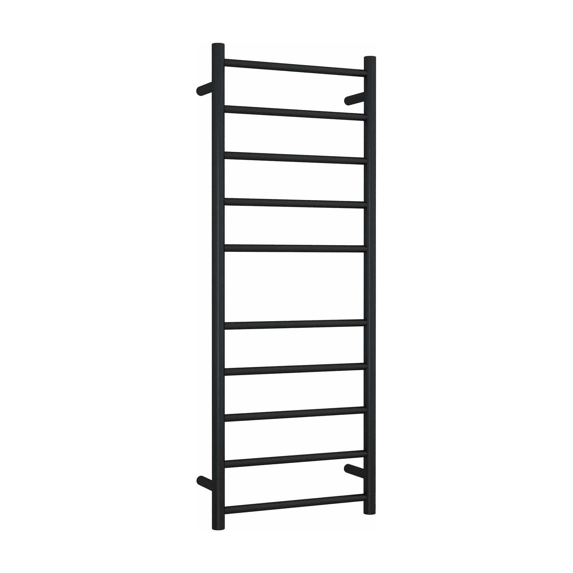 Matt Black Straight Round Ladder Heated Towel Rail