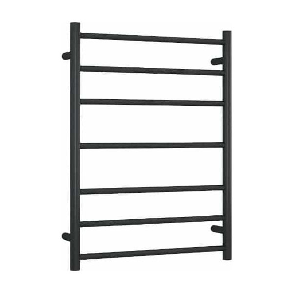 Matt Black Straight Round Ladder Heated Towel Rail