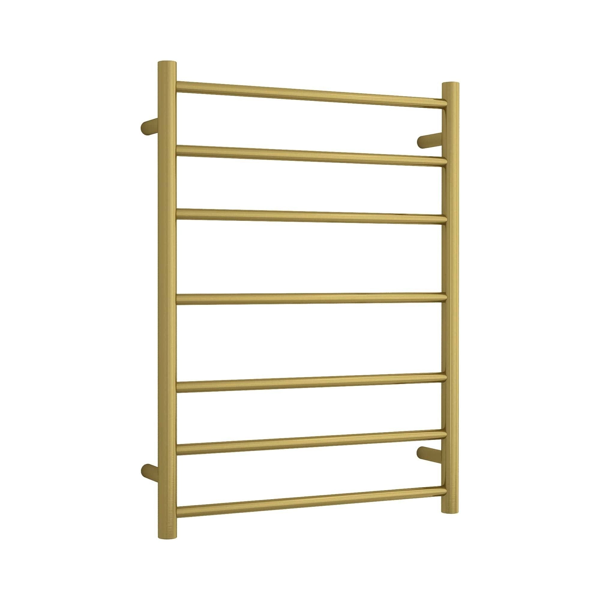 Brushed Gold Straight Round Ladder Heated Towel Rail