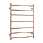 Polished Rose Gold Straight Round Ladder Heated Towel Rail