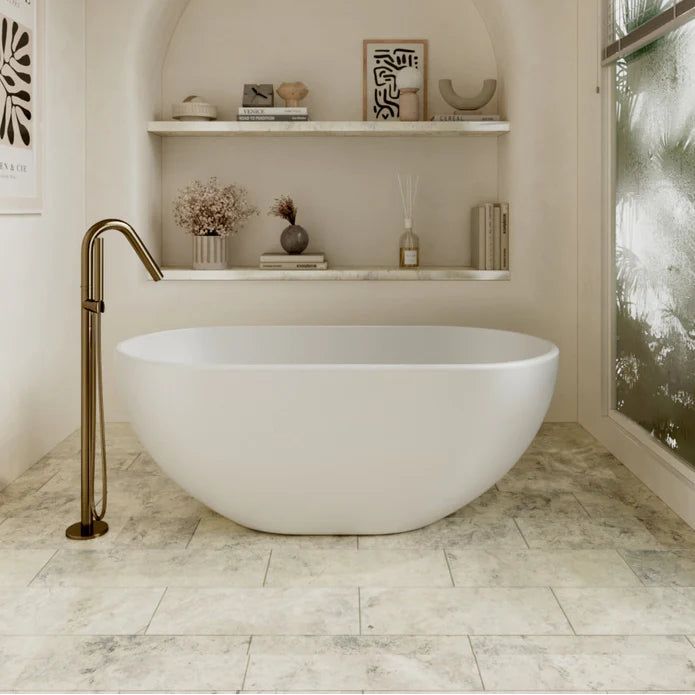 Egg Shape Freestanding Bath Matte White