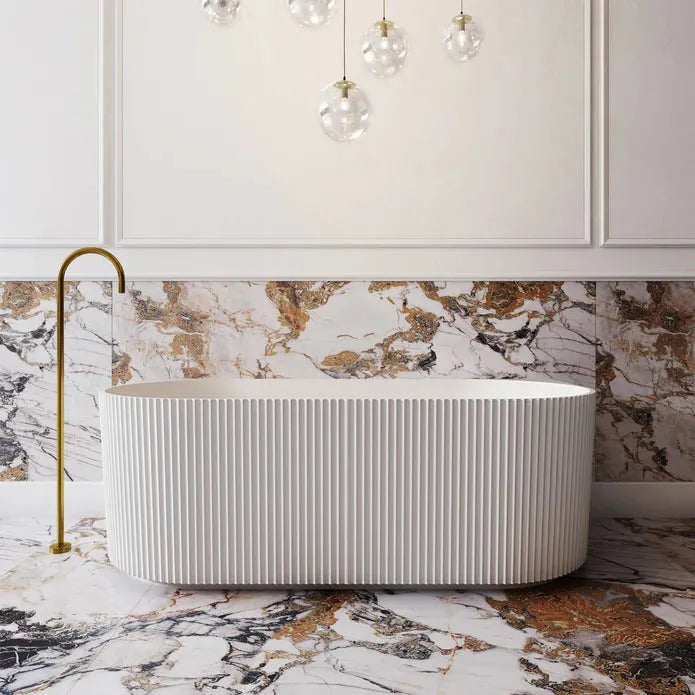 V Groove Fluted back to wall bath tub