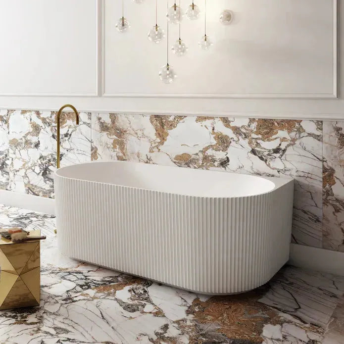V Groove Fluted back to wall bath tub