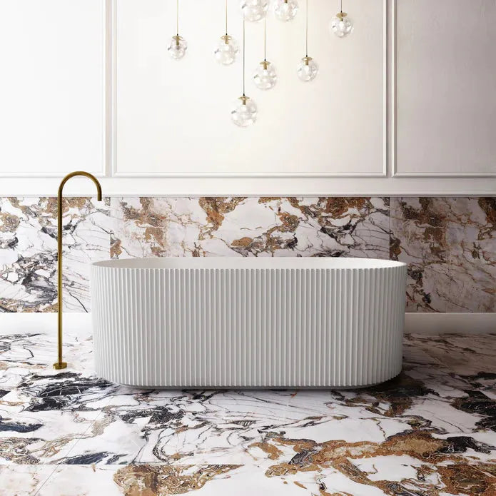 V Groove Fluted free standing bath tub