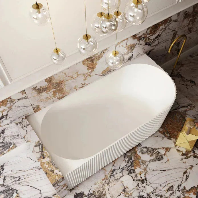 V Groove Fluted corner back to wall bath tub