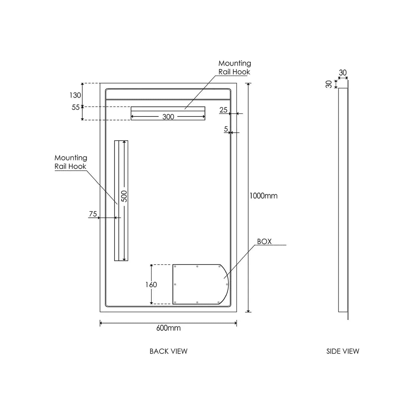 Boston LED rectangle mirror