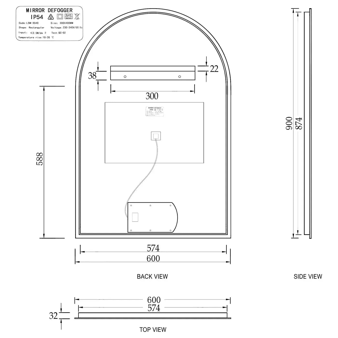 Archie LED mirror