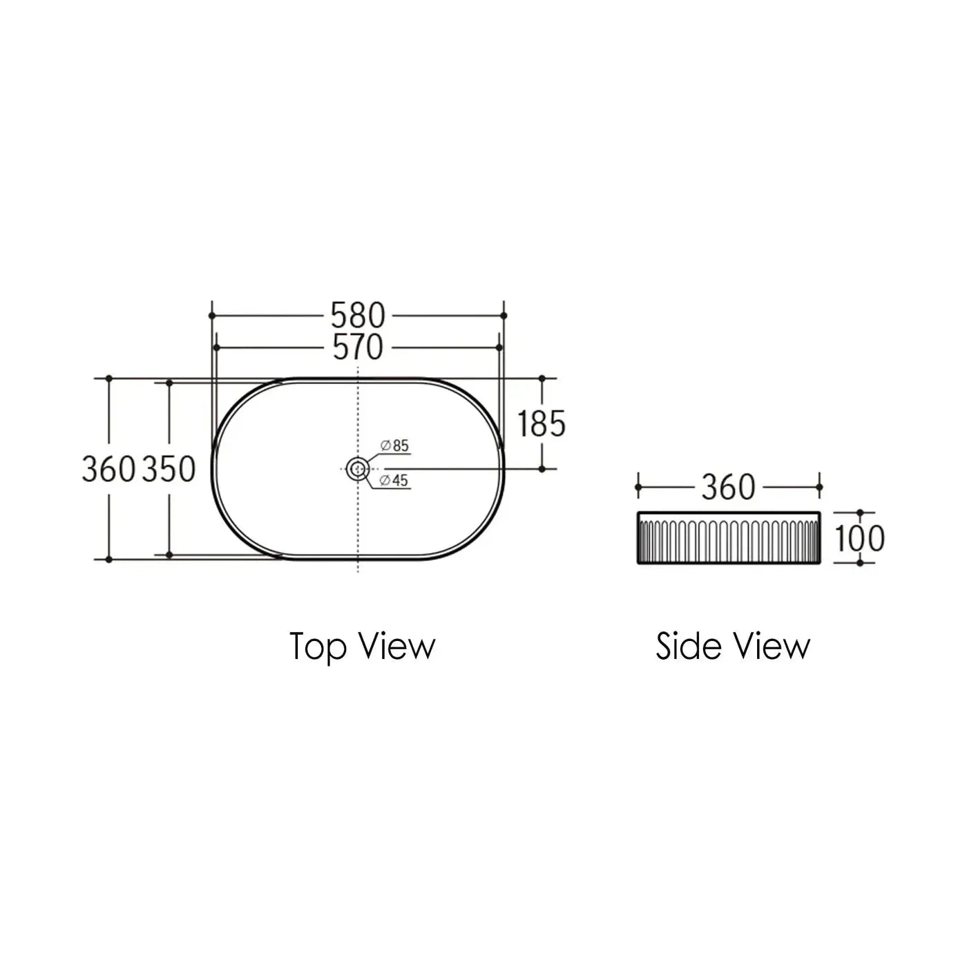 Kensington fluted oval basin