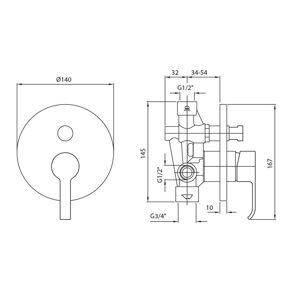 SUP bath/shower mixer with diverter