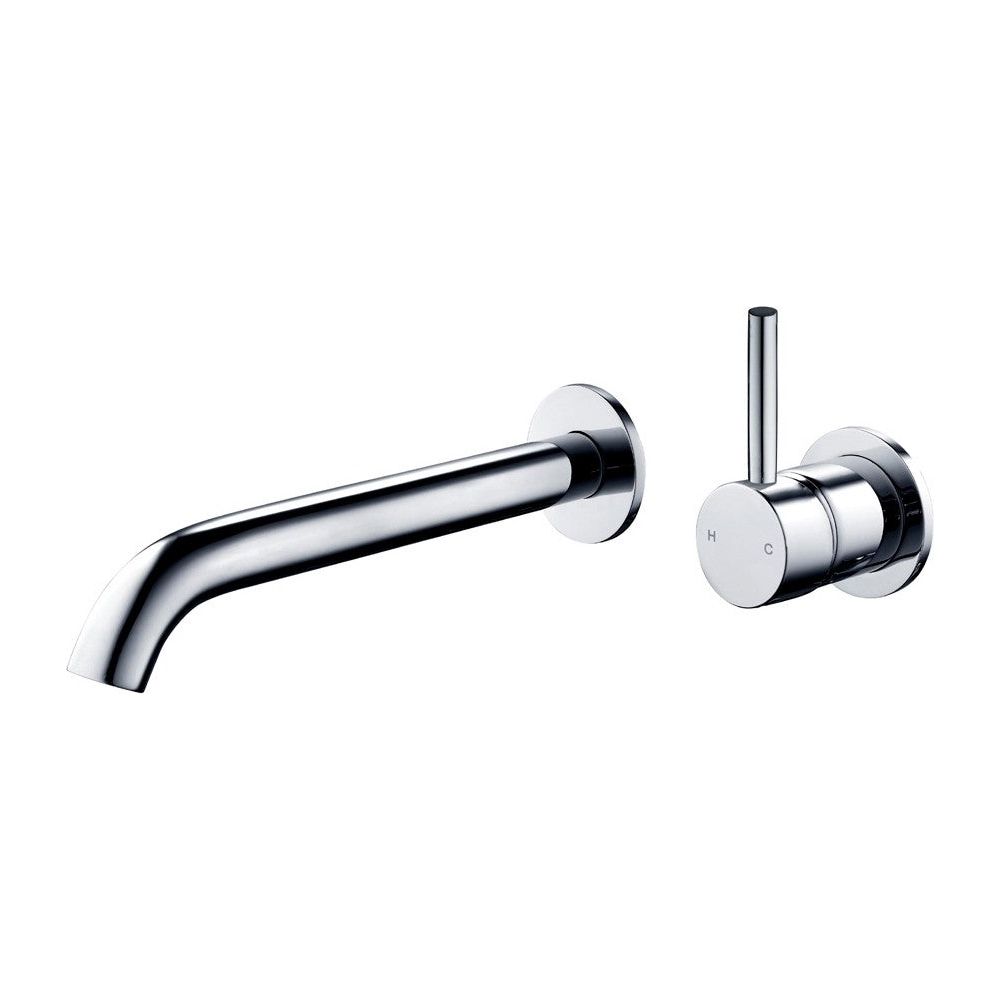 Axus Pin Lever Wall Mount Basin/Bath Mixer 2 Plates - Lever Up - 220mm ...