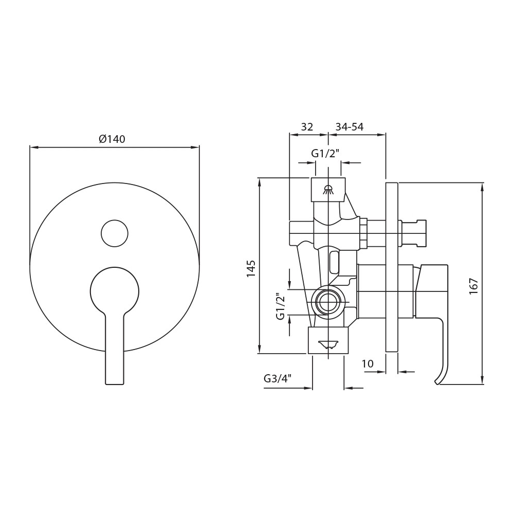 SUP bath/shower mixer with diverter