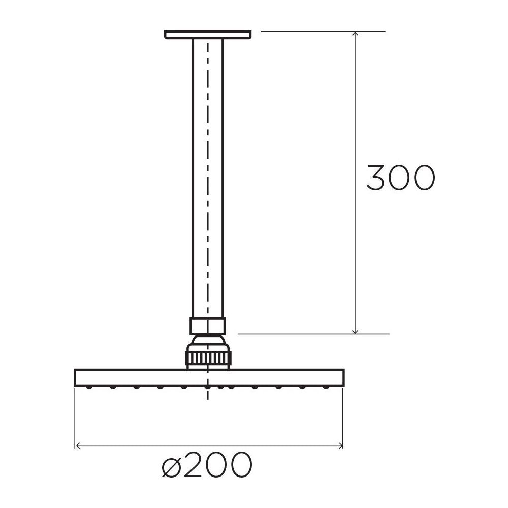 Ø200mm Shower Head with Ceiling Mounted Arm