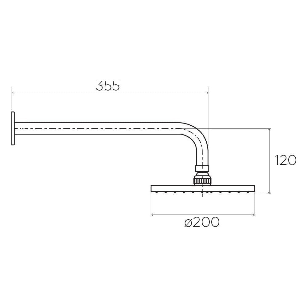 Ø200mm Shower Head with Wall Mounted Arm