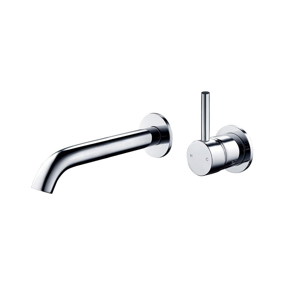 Axus Pin Lever Wall Mount Basin/Bath Mixer 2 plates - lever up - 150mm spout